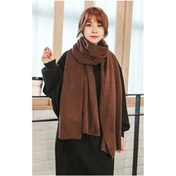 Womens Warm Winter Infinity Scarves Set Blanket Scarf Pure Color - Picture 2 of 7